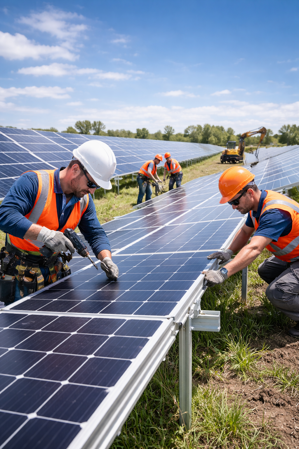 Montáž fotovoltaických panelů na pozemní konstrukci